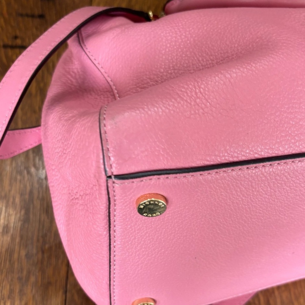 👜 Michael Kors Pink Pebbled Leather Satchel | Gold Hardware - Picture 9 of 16